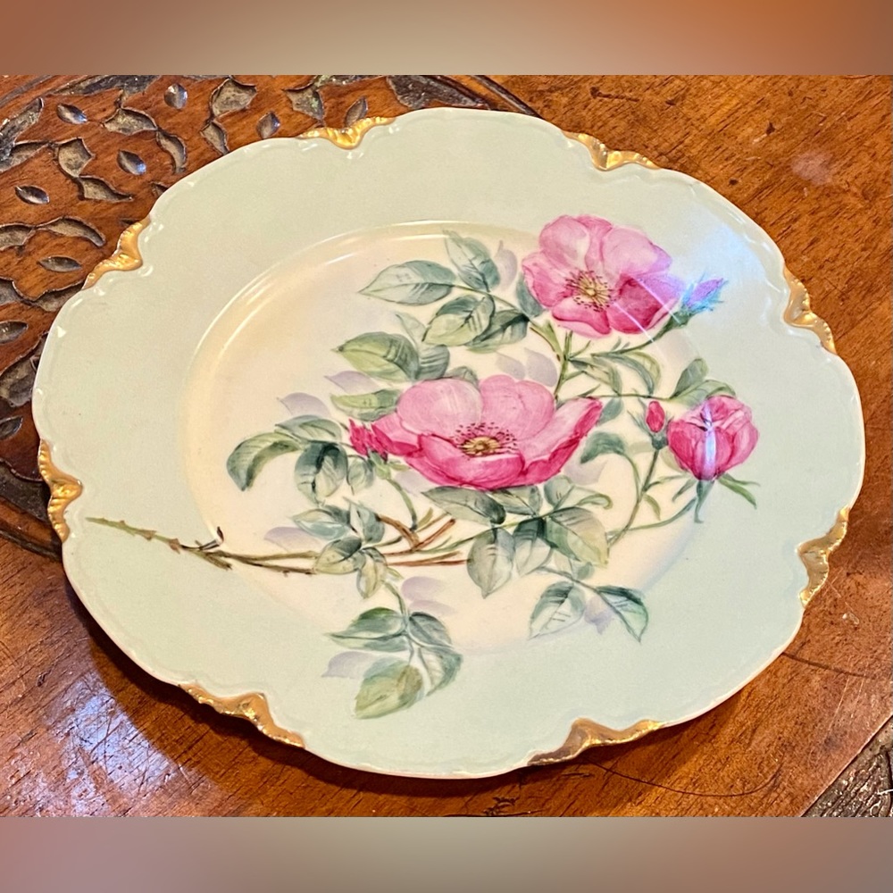 Limoges Haviland France E. White plate decorative pink roses 🌹 floral antique